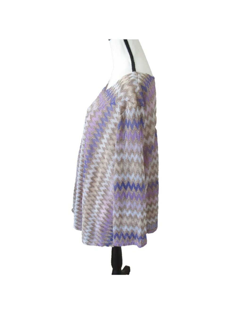 Alfred Dunner 3X Plus "Charm School" Purple /Gold Chevron Zig-Zag Knit Top - Picture 6 of 8